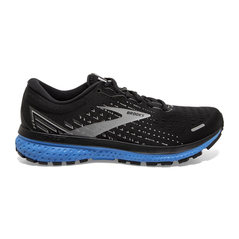 Brooks Ghost 13 Road Running Shoes - Men's - Black/Grey/Blue (56709-FCGP)